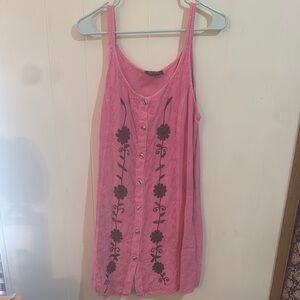 Pink Floral Button-Down Women's dress